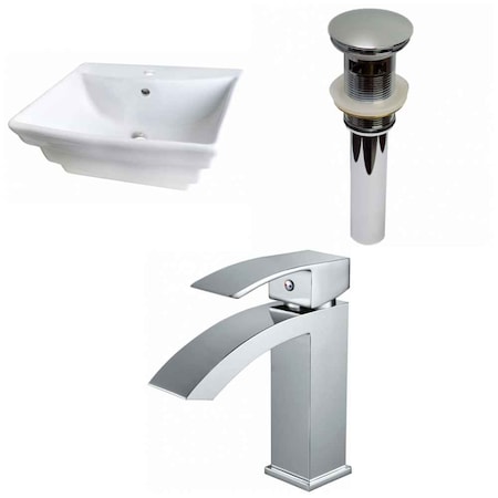 19.75-in. W Above Counter White Vessel Set For 1 Hole Center Faucet